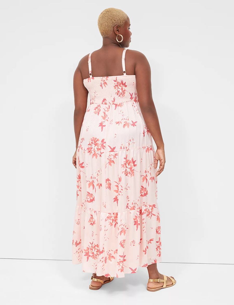 White Pink Lane Bryant Sleeveless Tiered Women Maxi Dress | HDI537HS