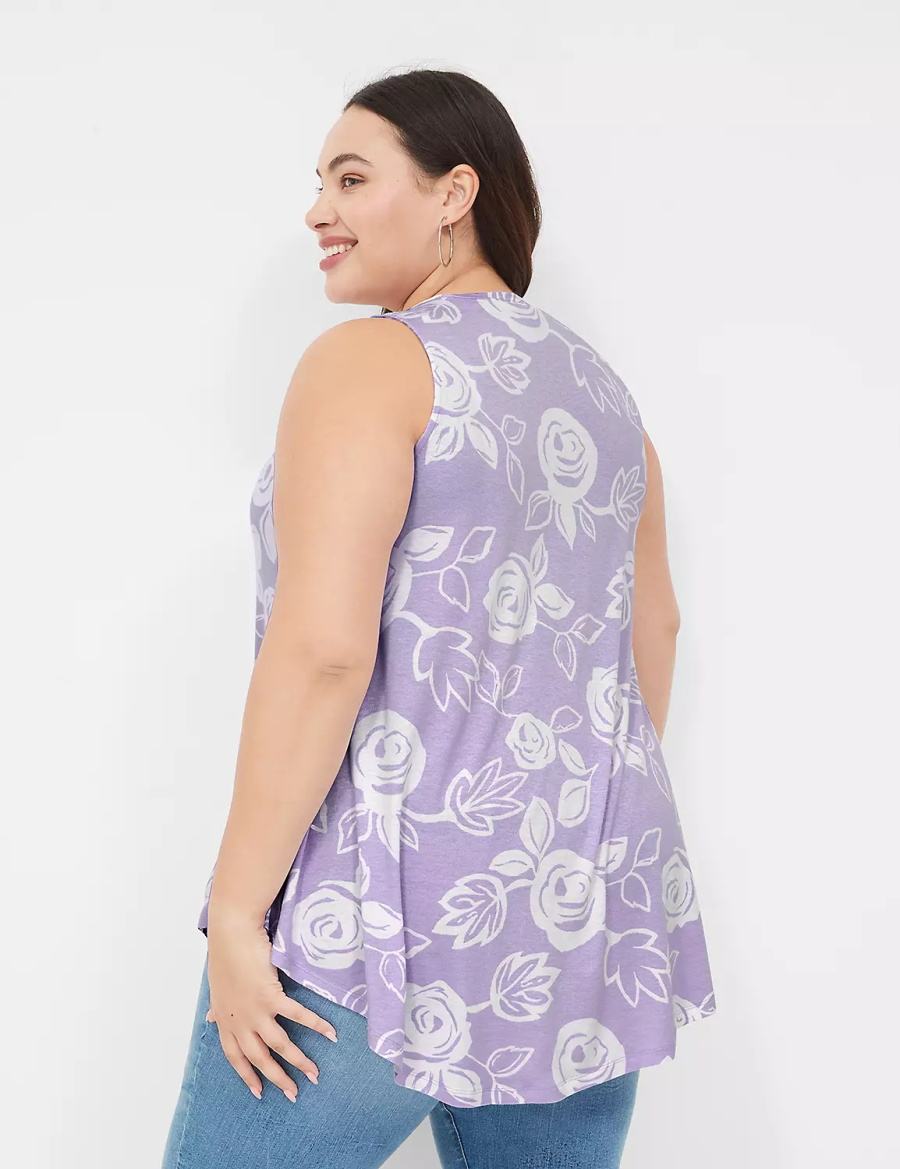 White Purple Lane Bryant Max Swing Sleeveless High-Neck Tunic Women T Shirts | KOO991SQ