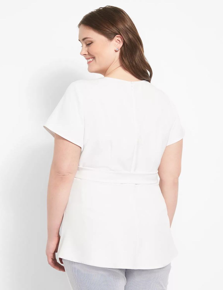 White Rose Lane Bryant Fitted Short-Sleeve Crew-Neck Lena Top Women T Shirts | CED7827RF