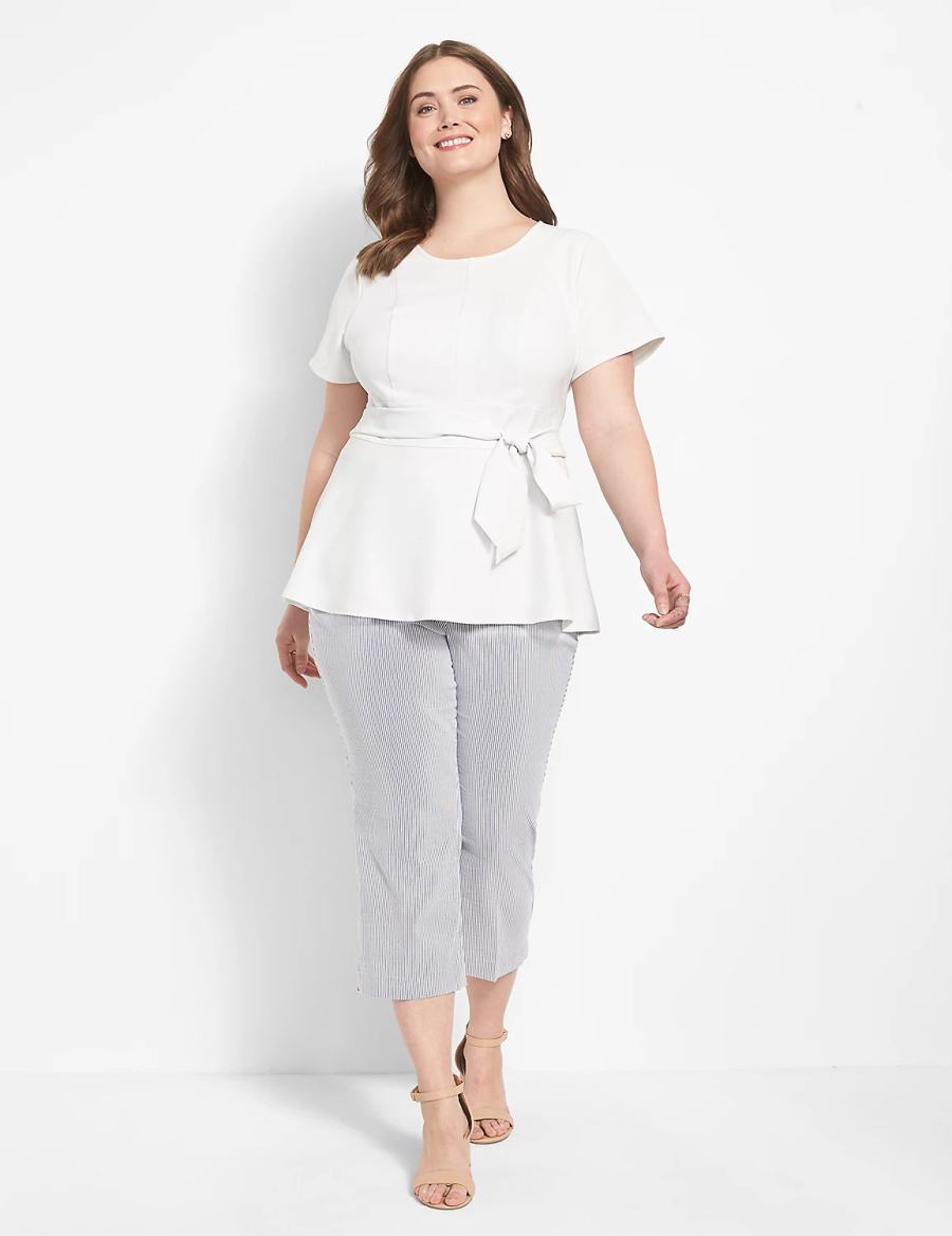 White Rose Lane Bryant Fitted Short-Sleeve Crew-Neck Lena Top Women T Shirts | CED7827RF