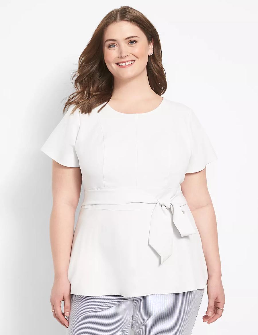 White Rose Lane Bryant Fitted Short-Sleeve Crew-Neck Lena Top Women T Shirts | CED7827RF