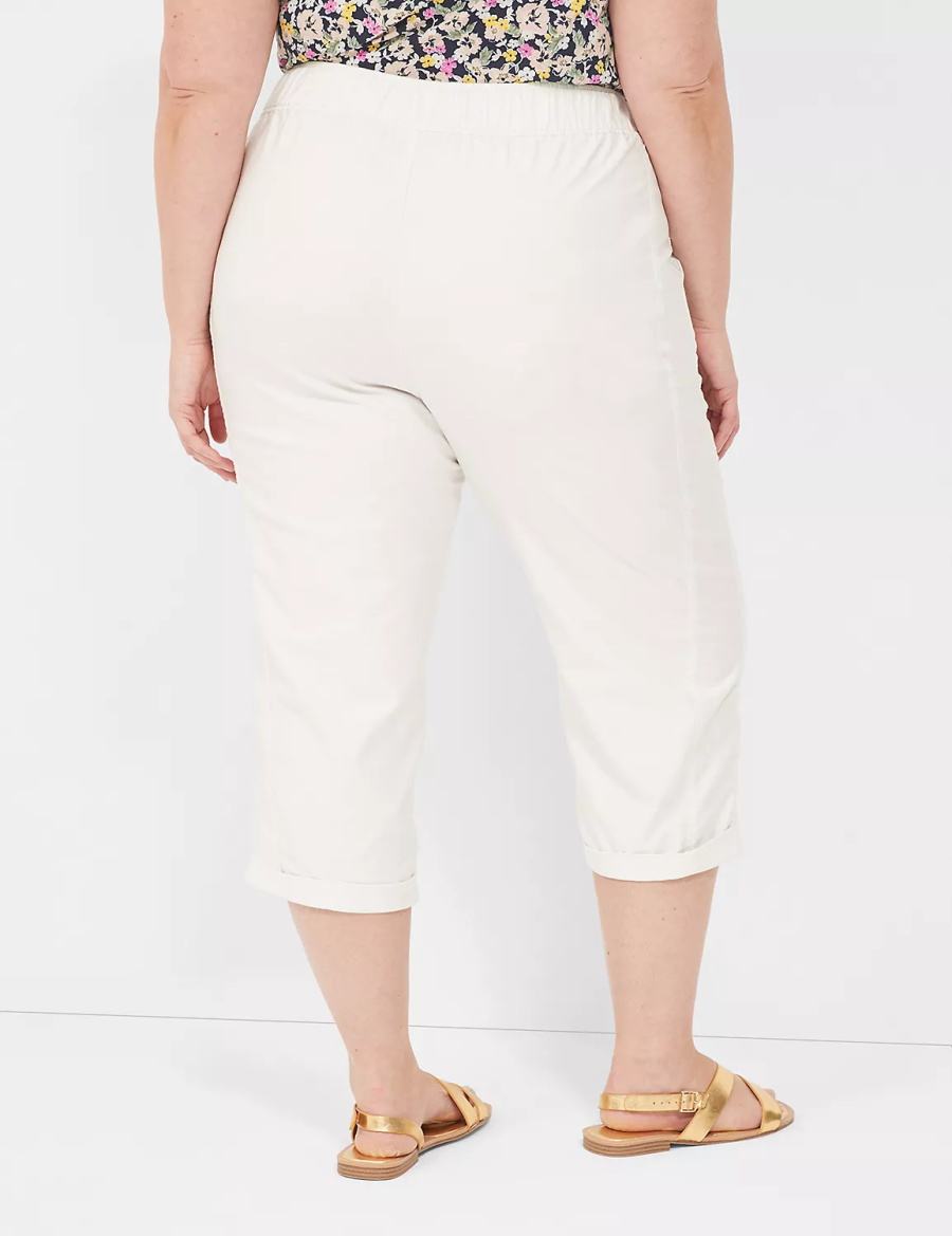 White Rose Lane Bryant Slub Pull-On Crop Women Pants | HHR6448HX