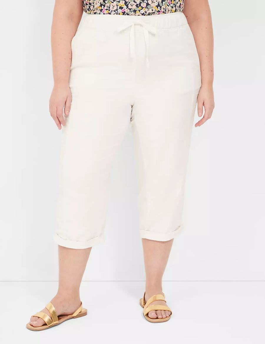 White Rose Lane Bryant Slub Pull-On Crop Women Pants | HHR6448HX