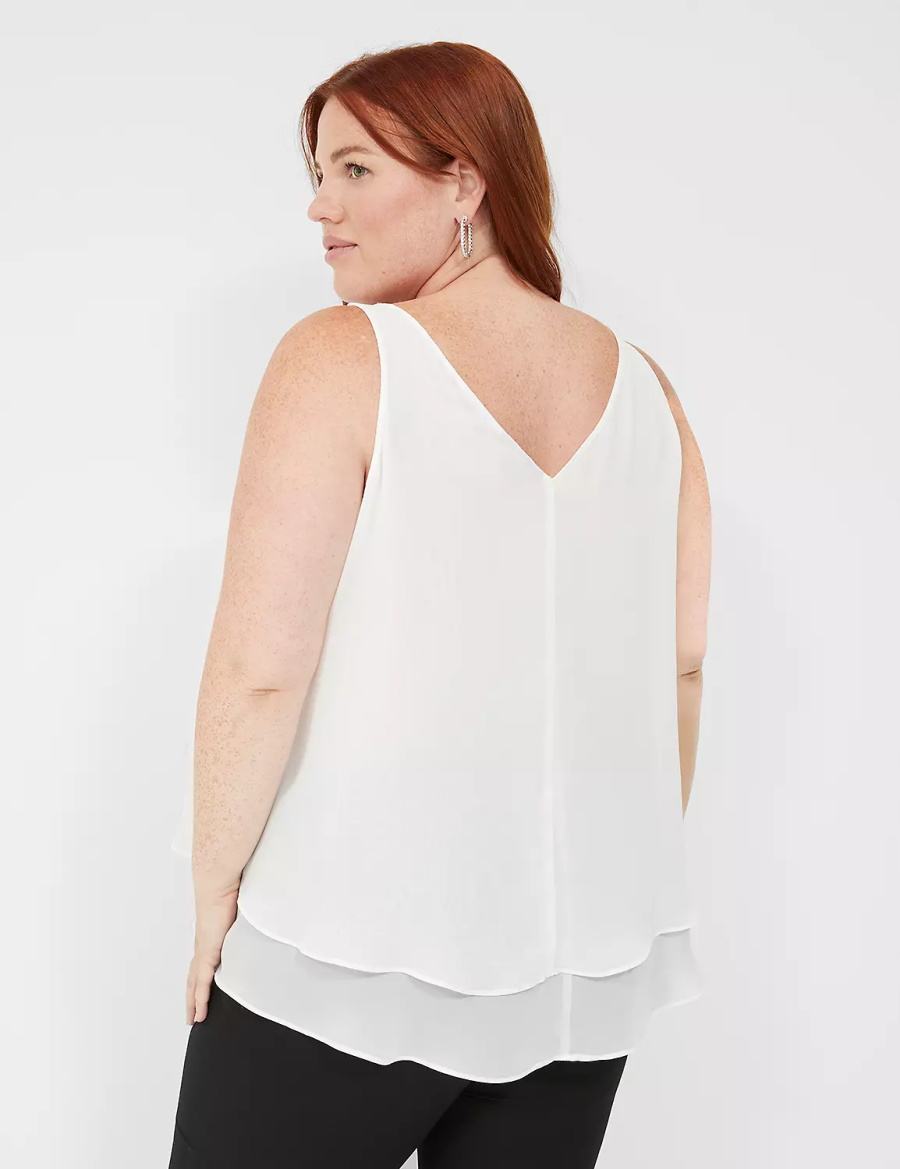 White Rose Lane Bryant Swing Sleeveless Double-Layer Shell Women Tank Top | ZRM2022UX