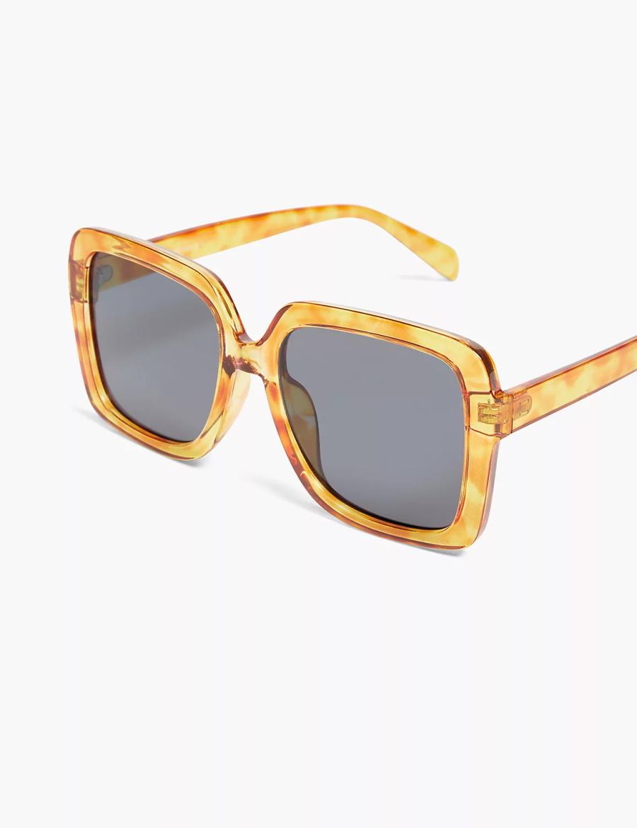 Yellow Lane Bryant Blonde Tortoiseshell Print Square Women Sunglasses | DQM5282KA