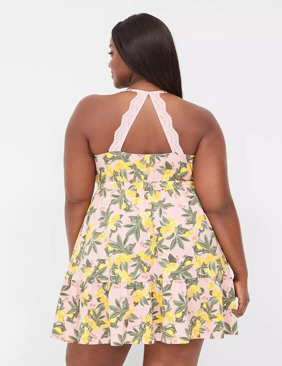 Yellow Lane Bryant Comfy Cotton Strappy-Back Chemise Women Dress | RCV8116WR