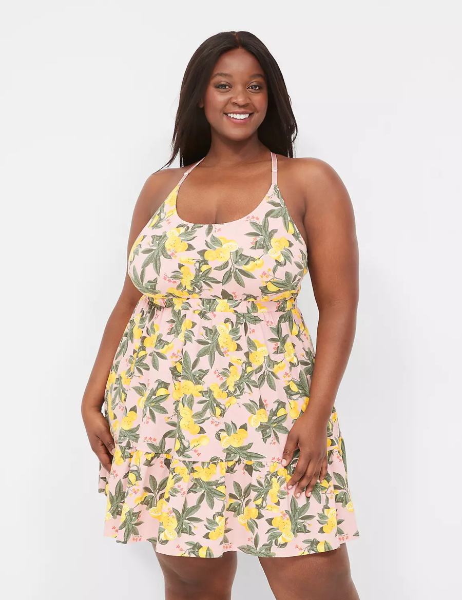 Yellow Lane Bryant Comfy Cotton Strappy-Back Chemise Women Dress | RCV8116WR