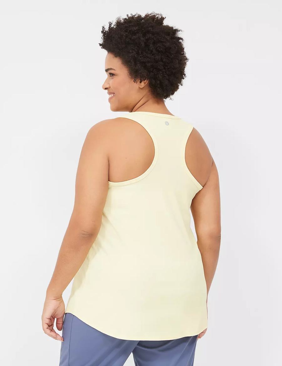 Yellow Lane Bryant LIVI Scoop-Neck Wicking Rib Racerback Women Tank Top | UTC5172YF