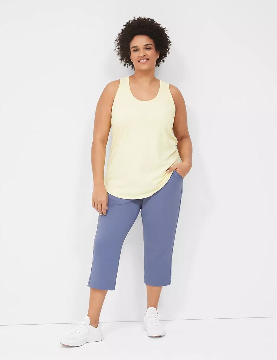 Yellow Lane Bryant LIVI Scoop-Neck Wicking Rib Racerback Women Tank Top | UTC5172YF