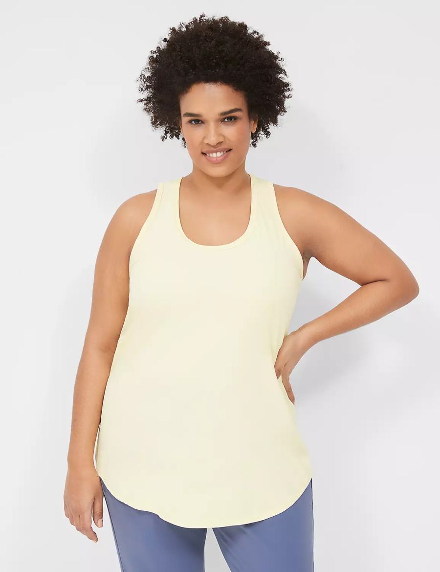 Yellow Lane Bryant LIVI Scoop-Neck Wicking Rib Racerback Women Tank Top | UTC5172YF