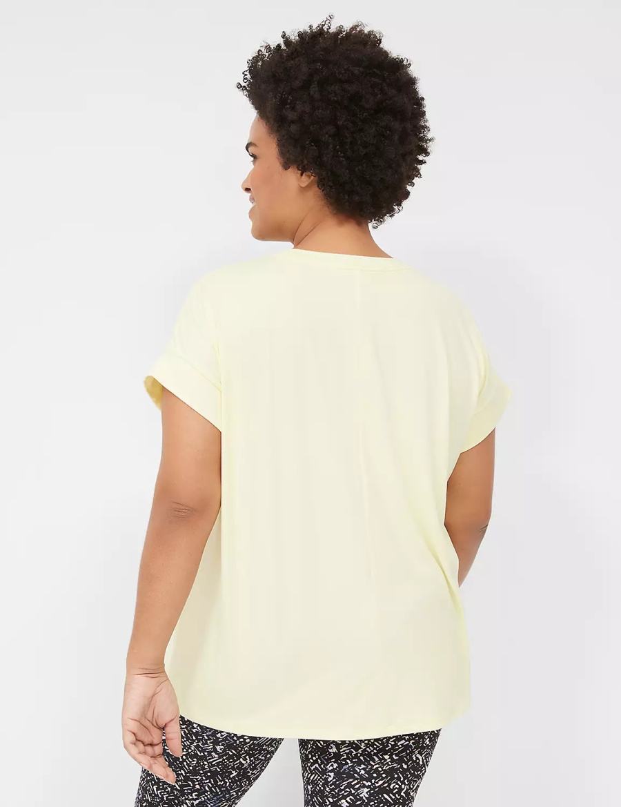 Yellow Lane Bryant LIVI Soft Crew-Neck Recycled Tee Women T Shirts | UHP8250TB