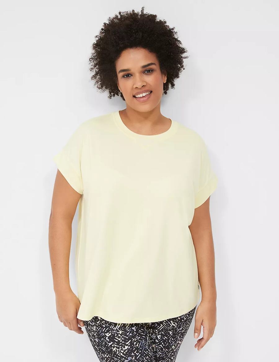 Yellow Lane Bryant LIVI Soft Crew-Neck Recycled Tee Women T Shirts | UHP8250TB