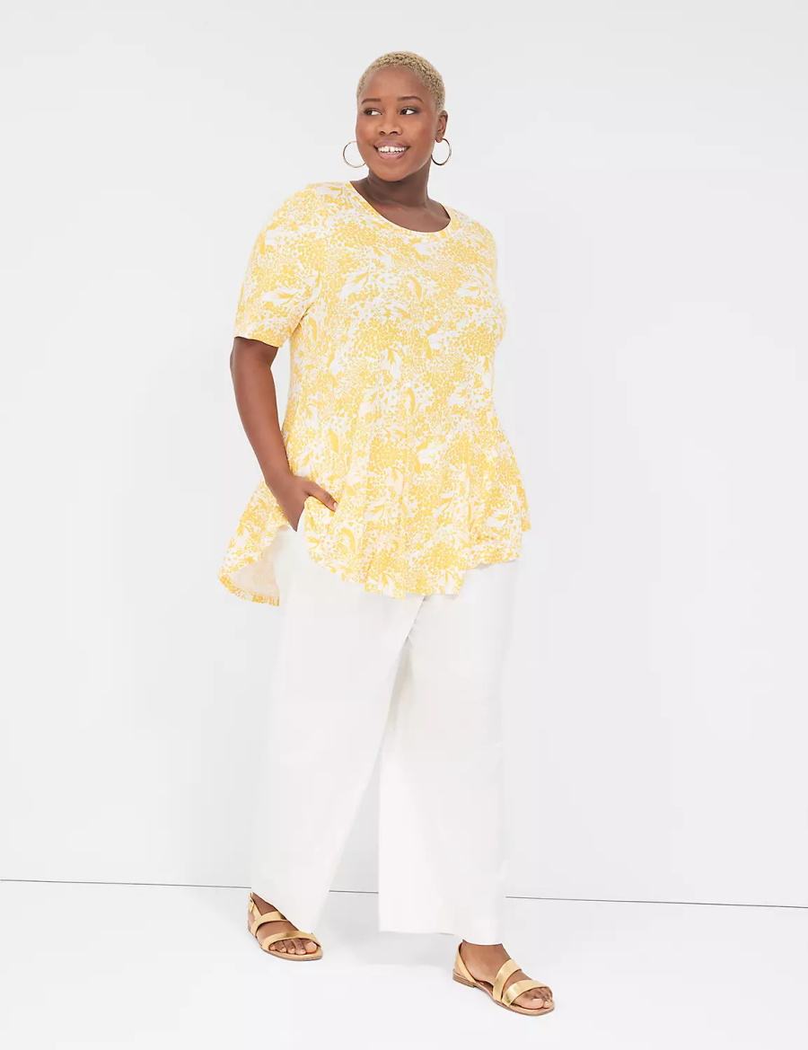 Yellow Lane Bryant Max Swing Perfect Sleeve Crew-Neck Tee Women T Shirts | NFH3168ED