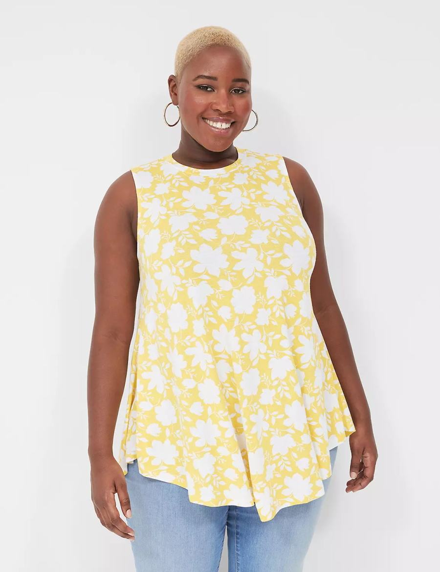 Yellow Lane Bryant Max Swing Sleeveless High-Neck Tunic Women T Shirts | QAG1126KU