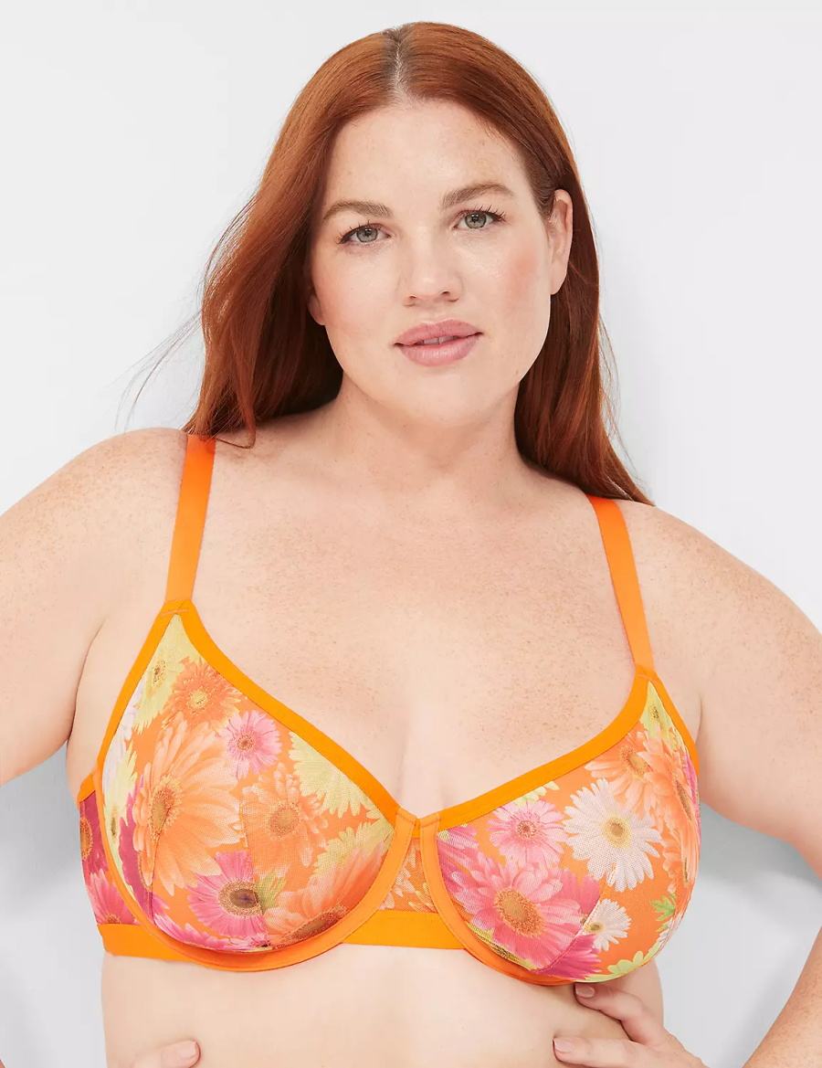 Yellow Lane Bryant Mesh Demi Women Unlined Bra | VCK5835YM