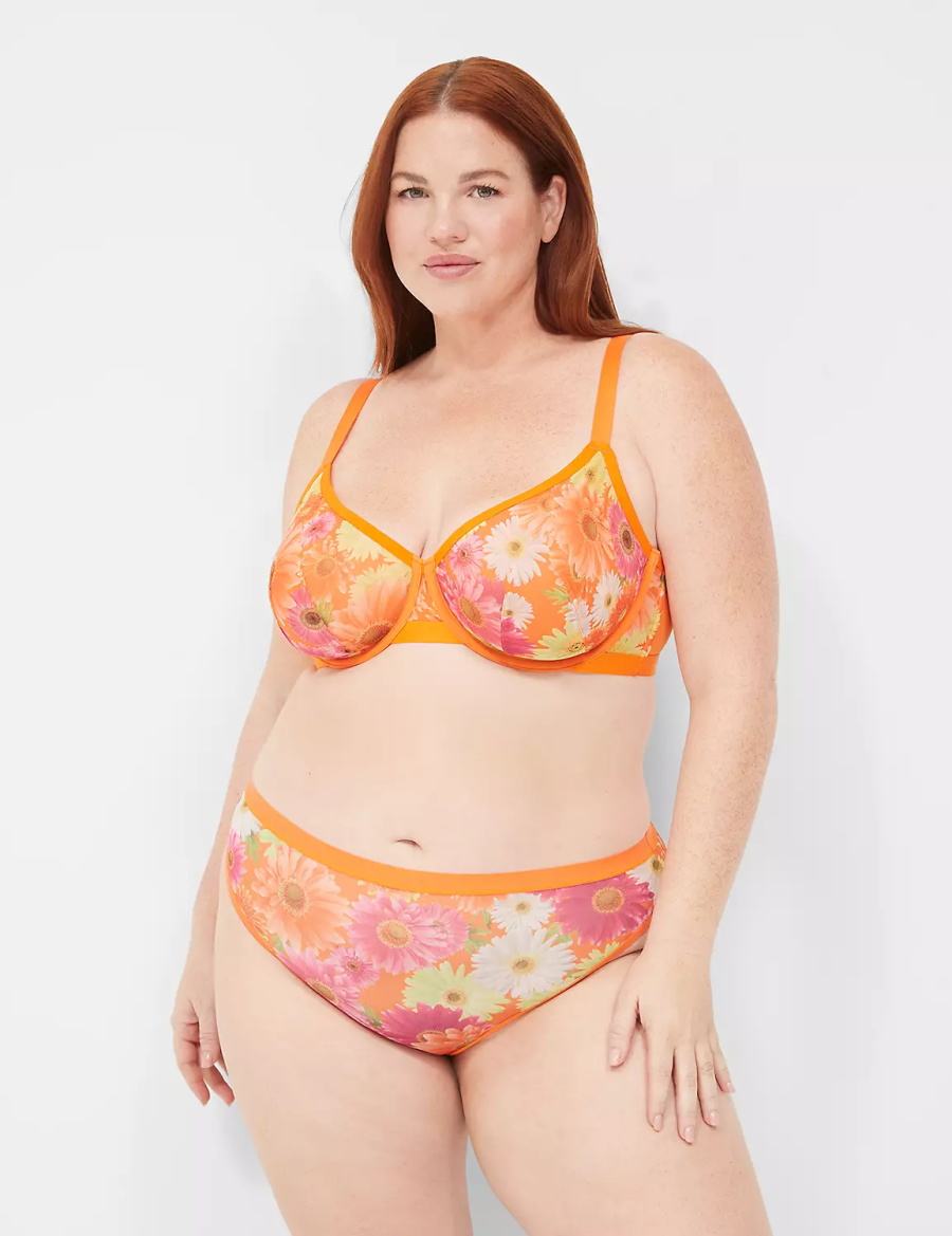 Yellow Lane Bryant Mesh Demi Women Unlined Bra | VCK5835YM