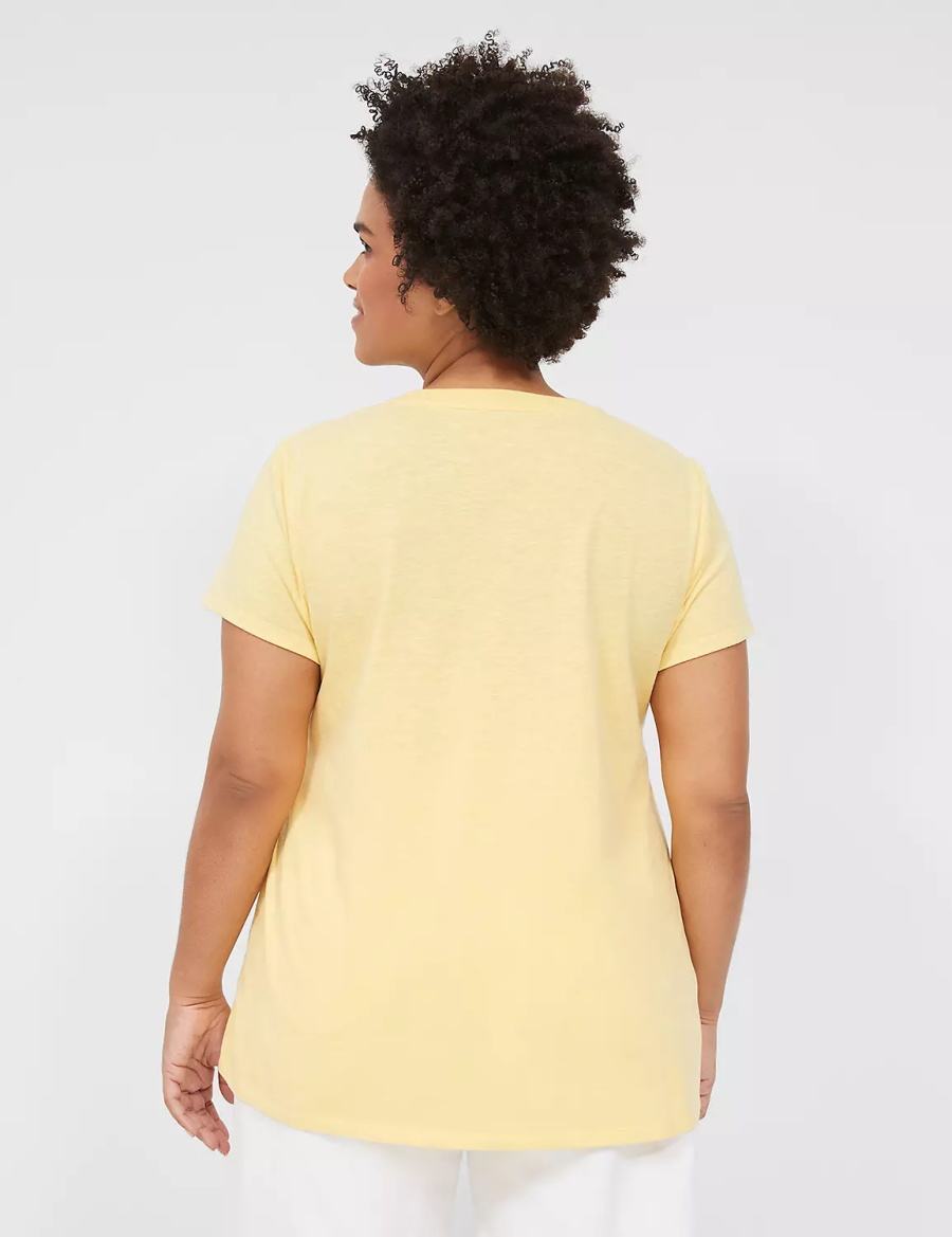 Yellow Lane Bryant Peace & Sunshine Sparkle Graphic Tee Women T Shirts | WAP9774DH