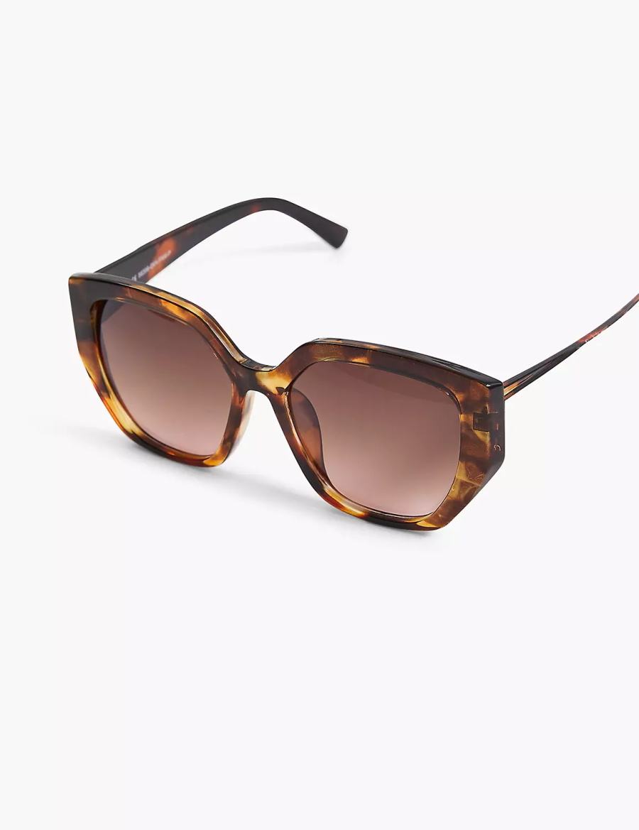 Yellow Lane Bryant Tortoiseshell Print Cateye Women Sunglasses | EHS1447LG