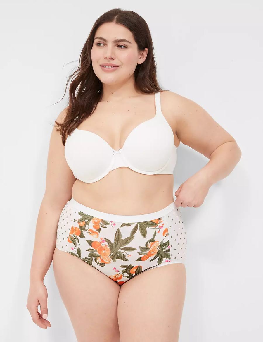 Yellow White Lane Bryant Cotton Full Women Briefs | AJT251EA